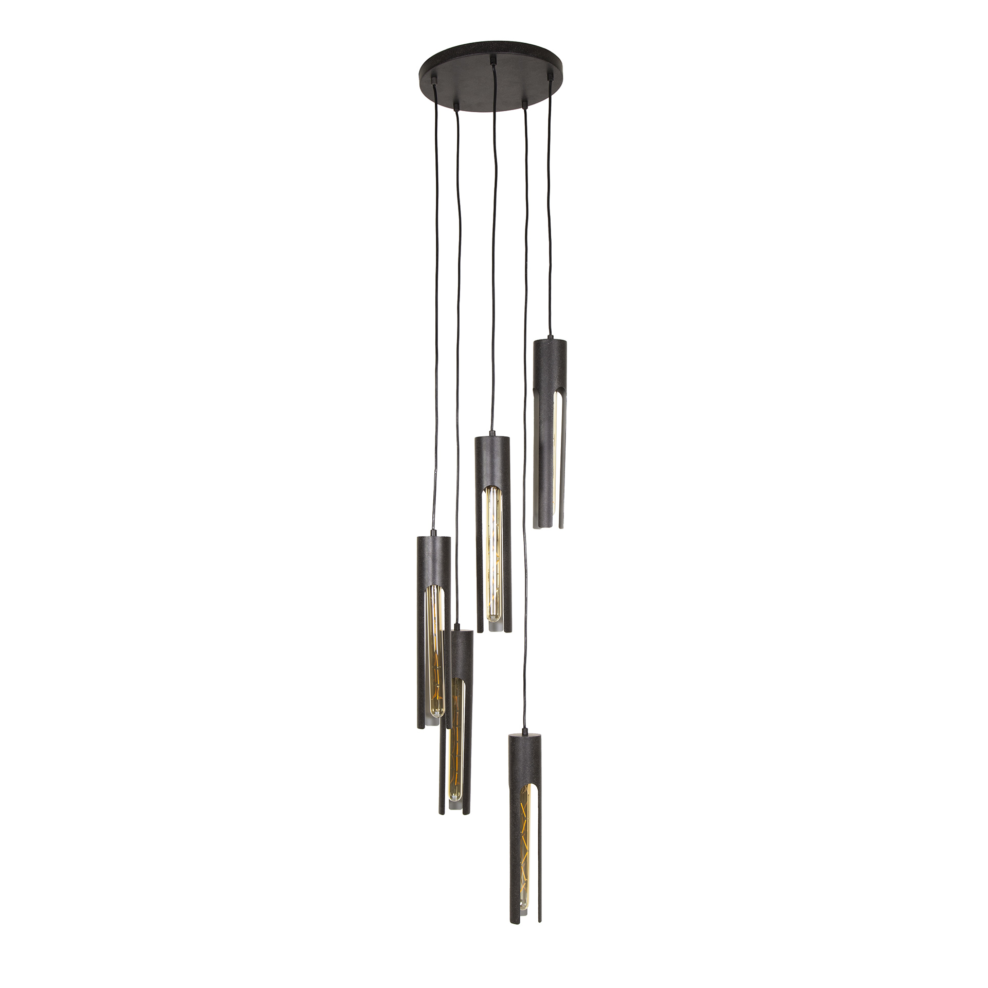 Lampada a sospensione tubo a gradini 5L / nero artico