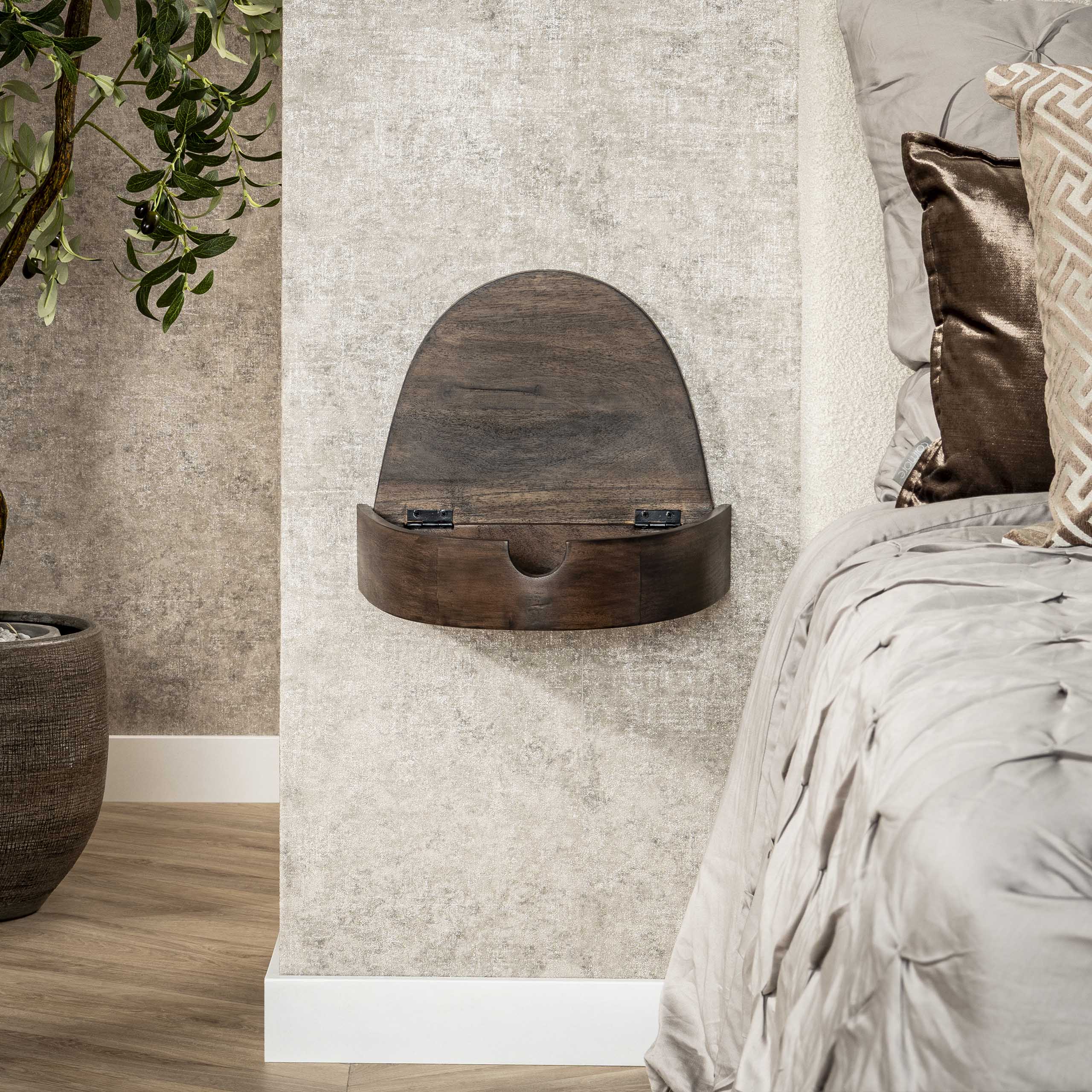 Bedside table Cove floating 1 drawer - set of 2 - acacia glaze
