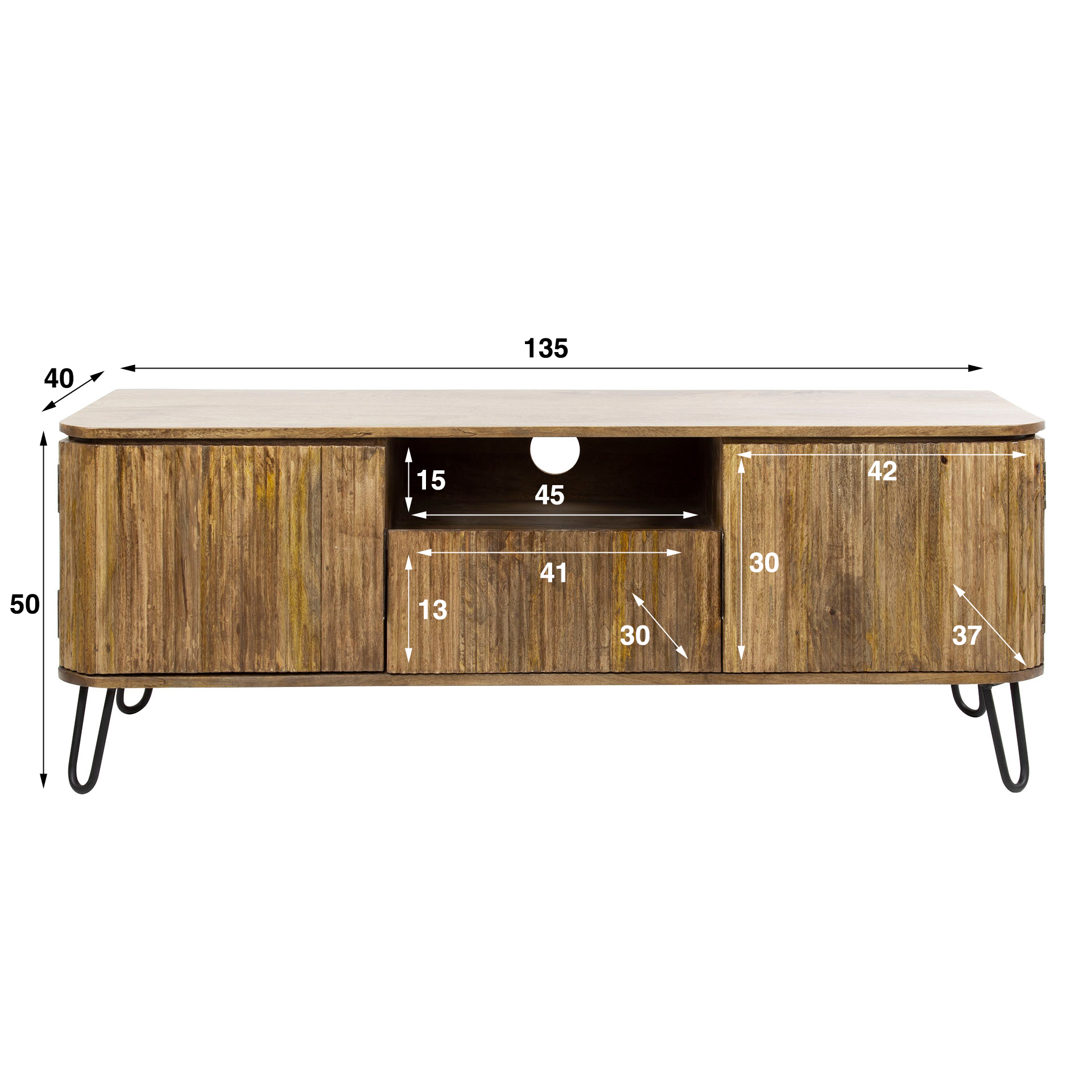 Mobile TV Wave 1 cassetto 2 ante - Sabbia mango massello