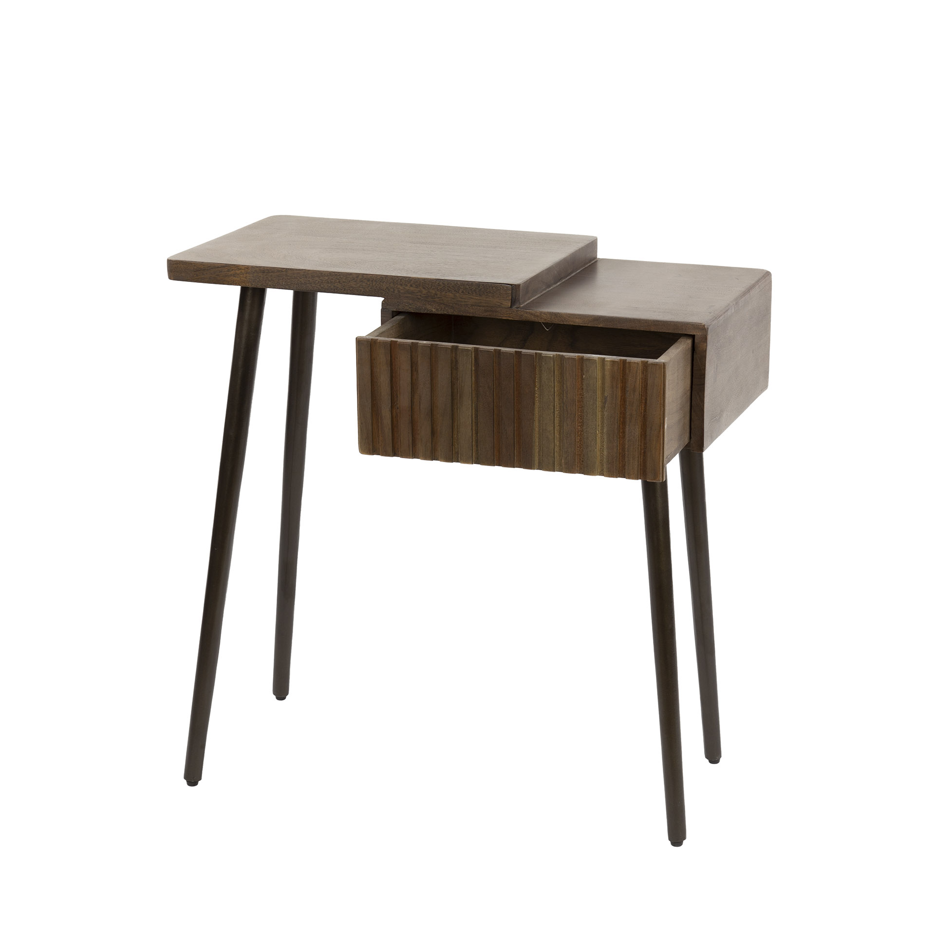 Comodino Carve 1 cassetto a sinistra - Massello di acacia marrone