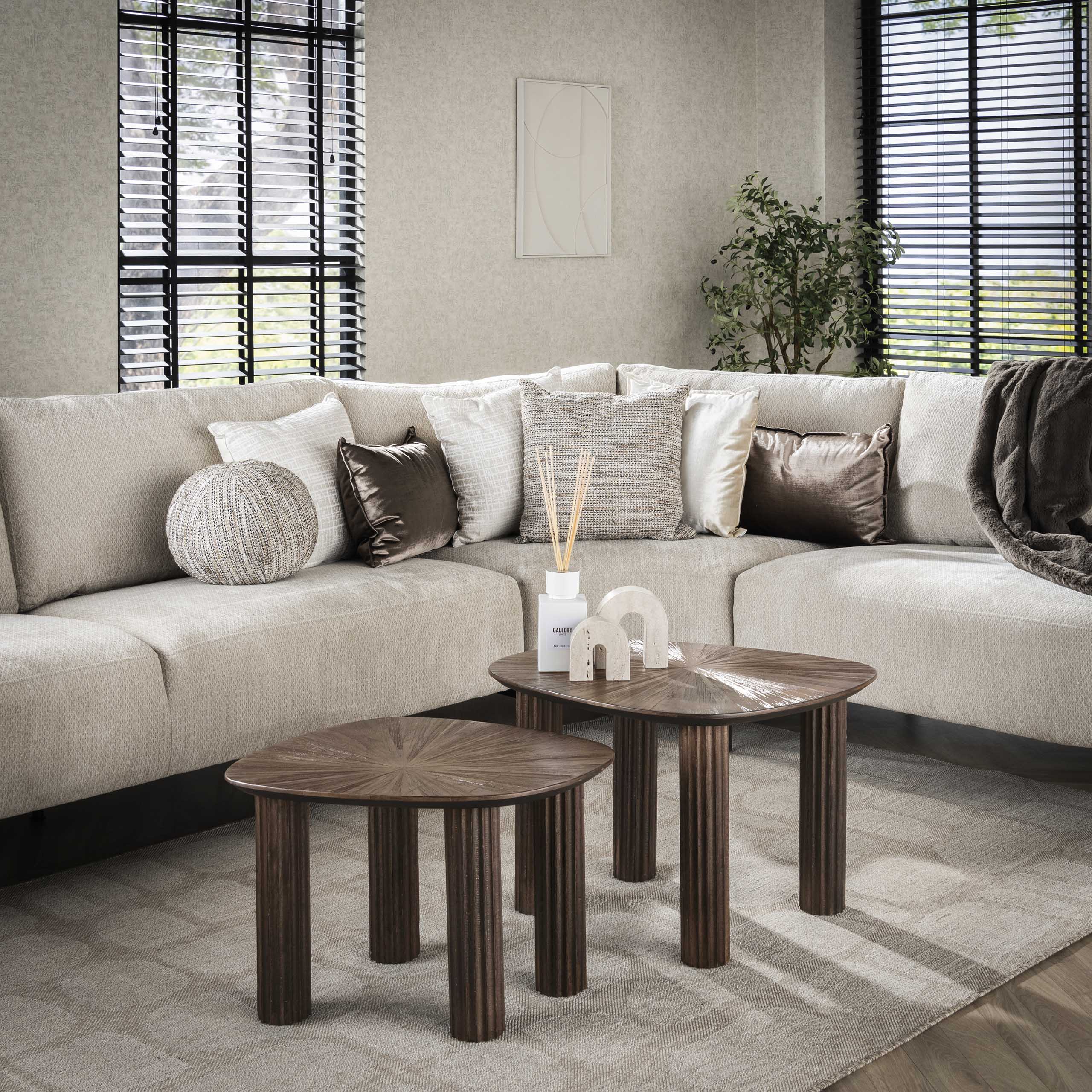 Tavolino Maya in teak quadrangolare - set di 2