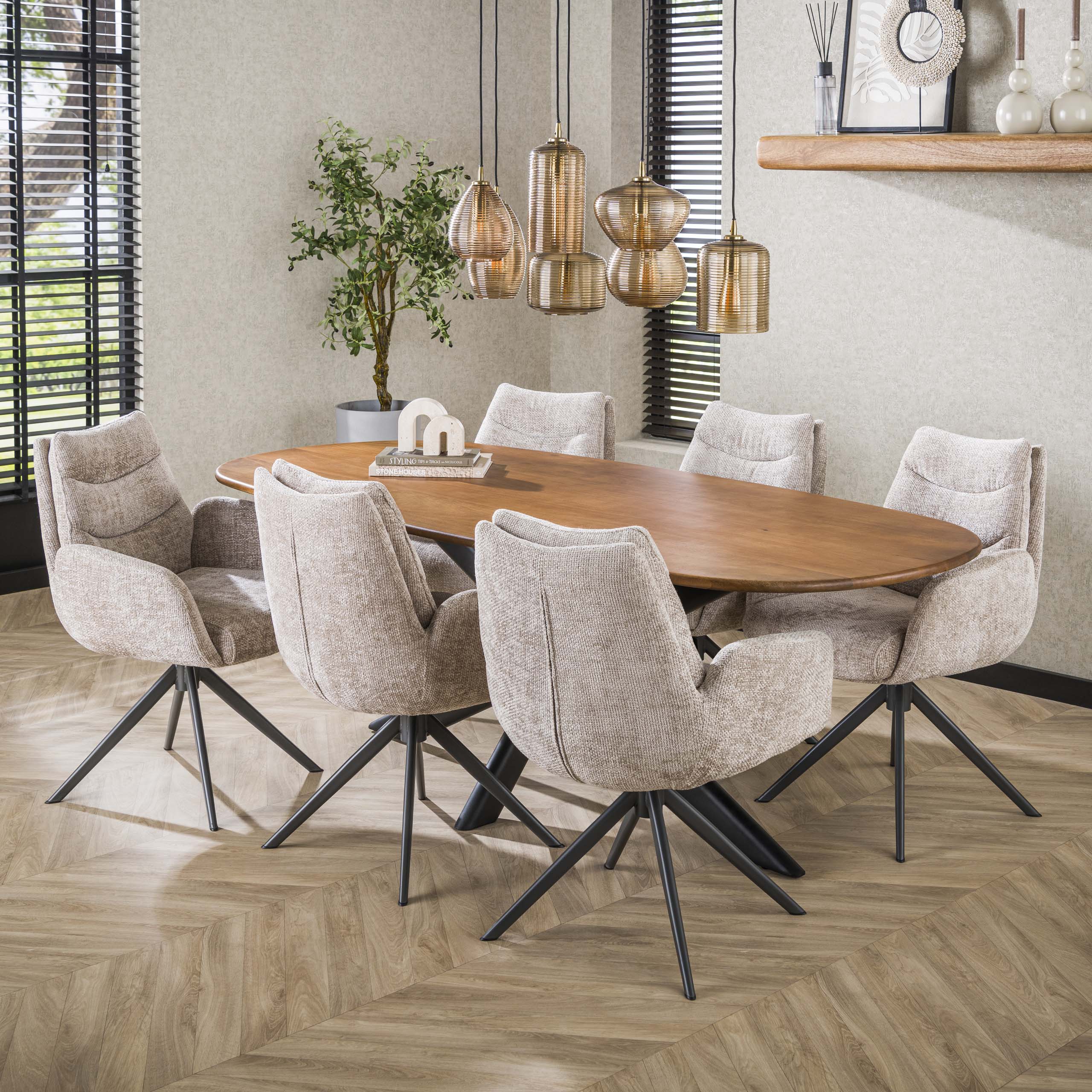 Tavolo da pranzo ovale Cliff 215 cm - Colore solido mango sabbia