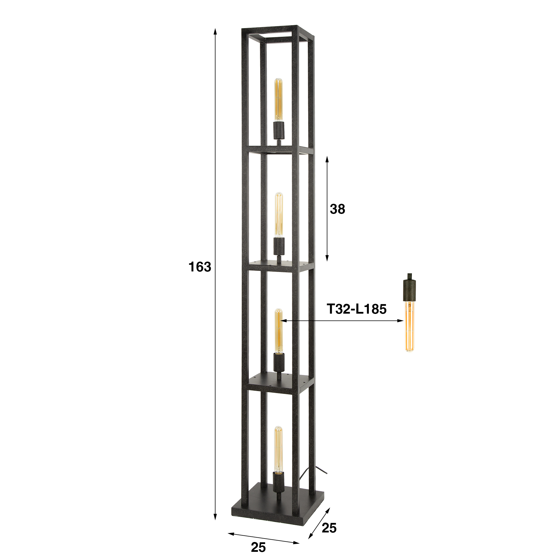 Lampada da terra Quadra 4 luci - Nero artico