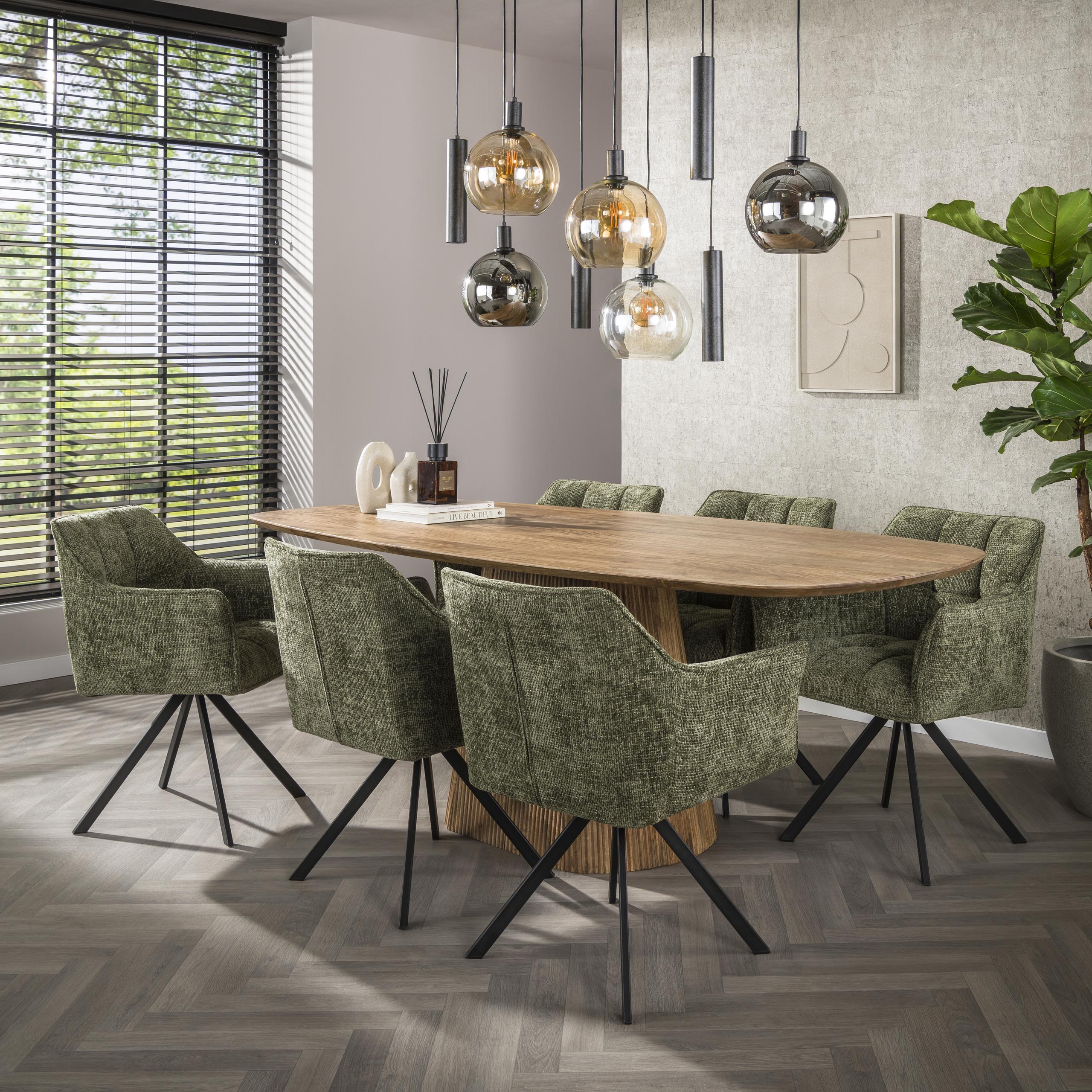 Poltrona Raster girevole - set di 2 - Hoven Green