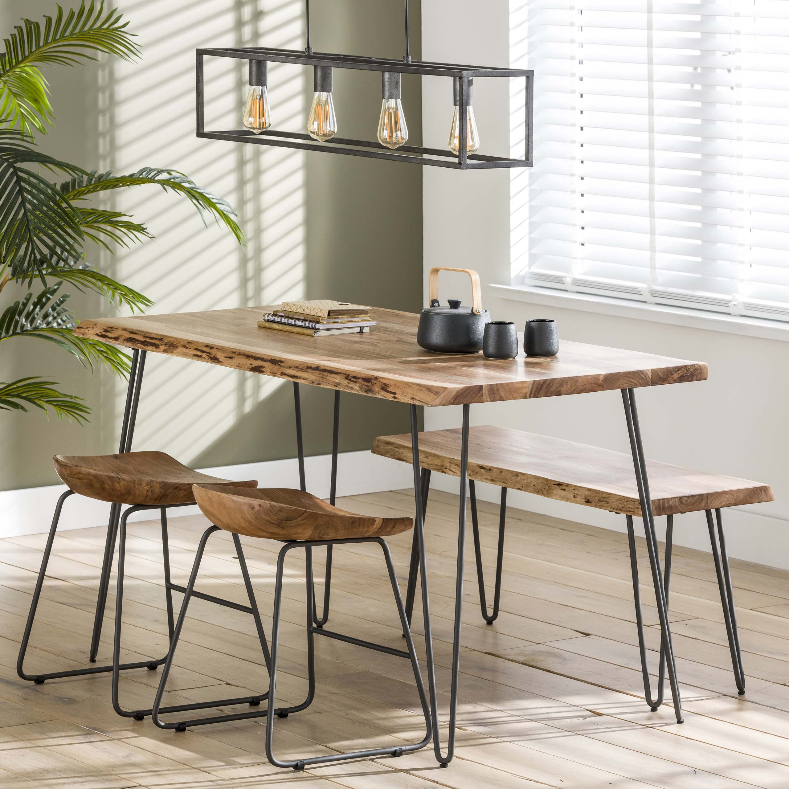 Tavolo da pranzo bordo 130 / Acacia massiccia naturale