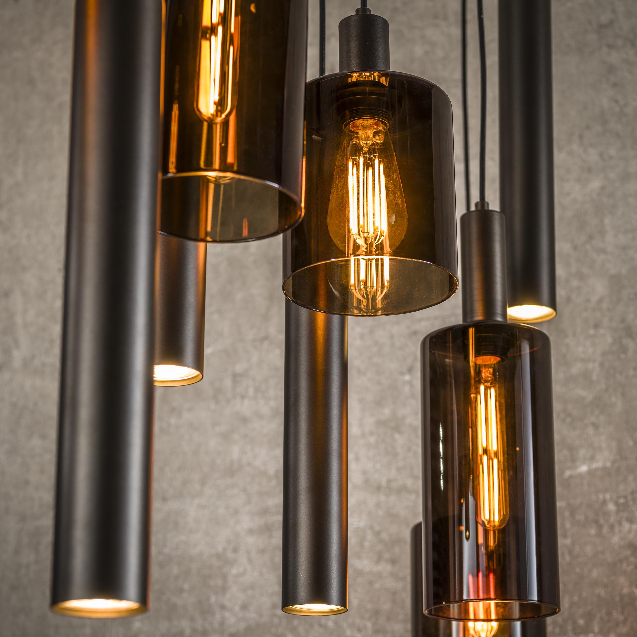 Lampada a sospensione Sepiora 5+4 luci - Marrone Terra di Siena