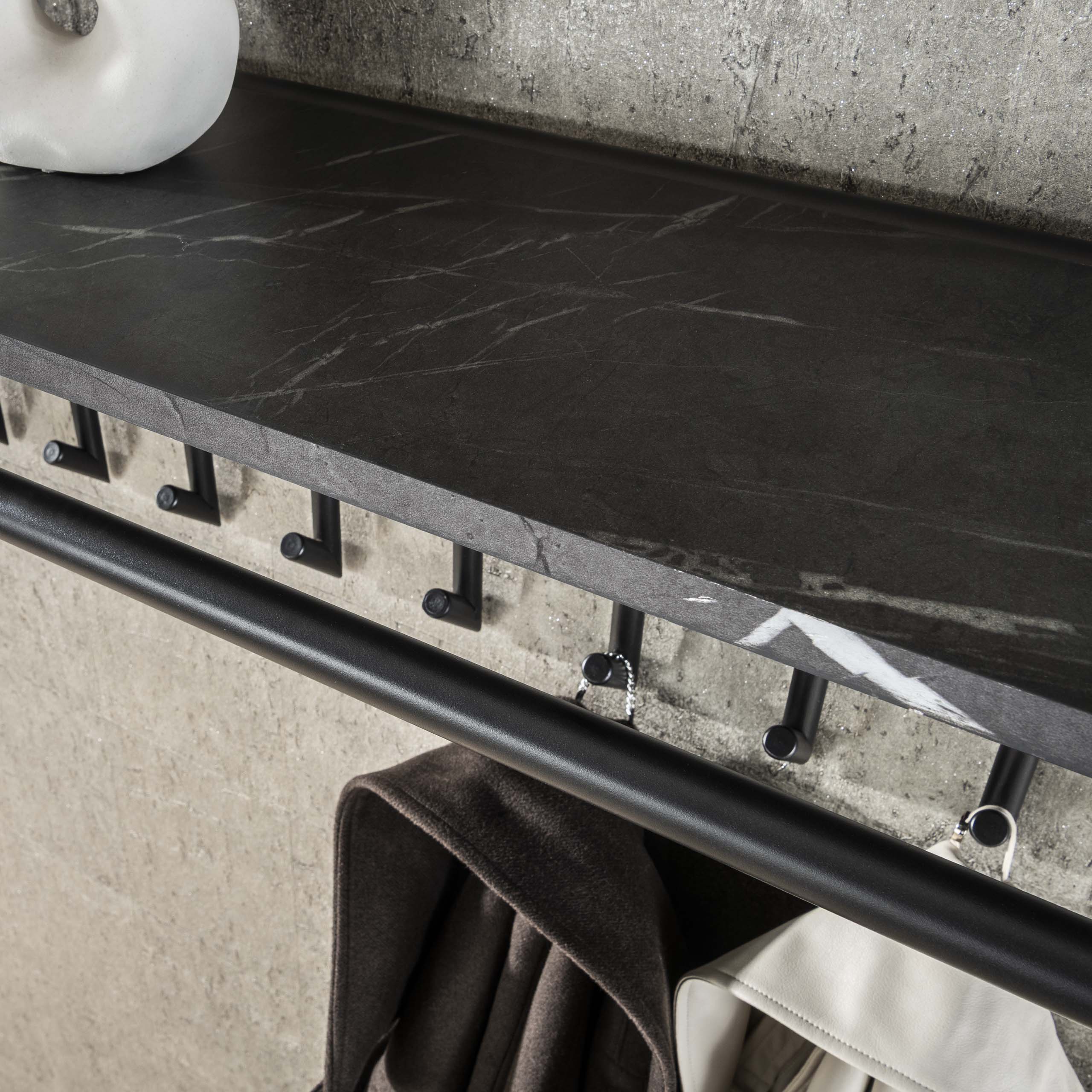 Appendiabiti Tenaro asta e cappelliera 10 ganci - grafite