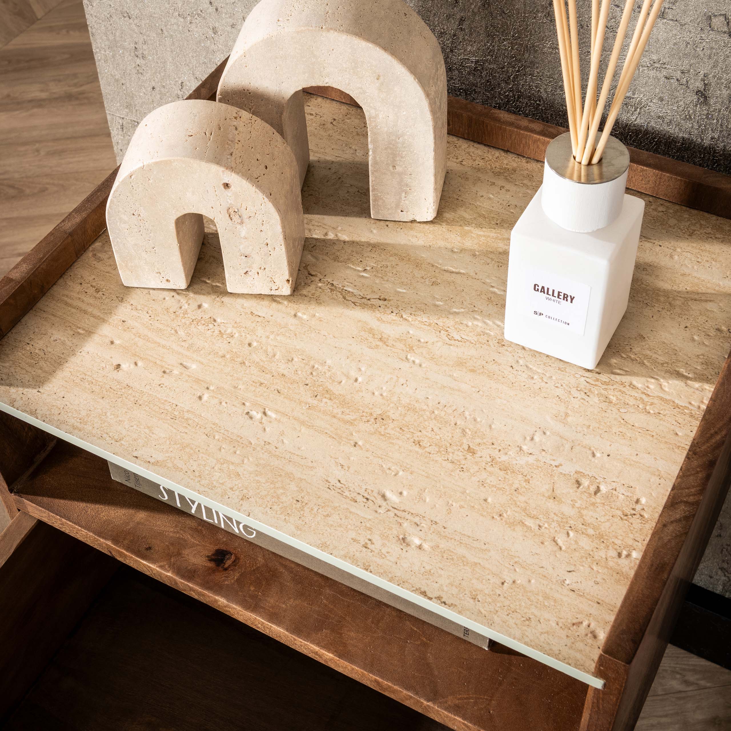 Nuovo floating bedside table - 1 drawer - Solid mango sand color
