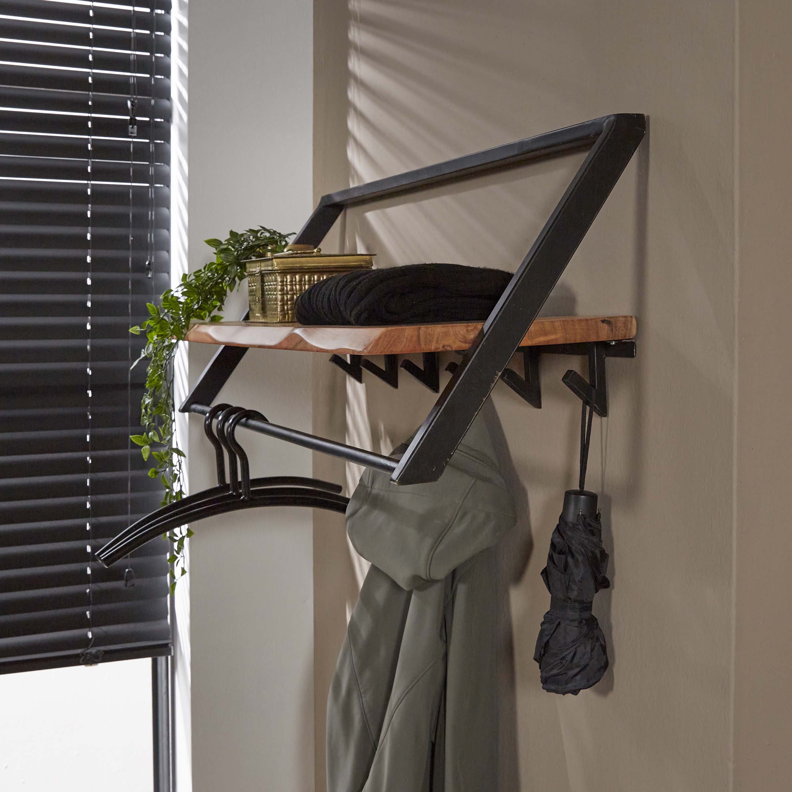 Appendiabiti Lean - 6 ganci - Acacia massiccia