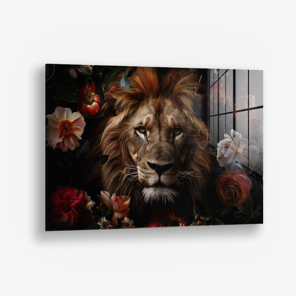 Lion in Flowers – Vetro