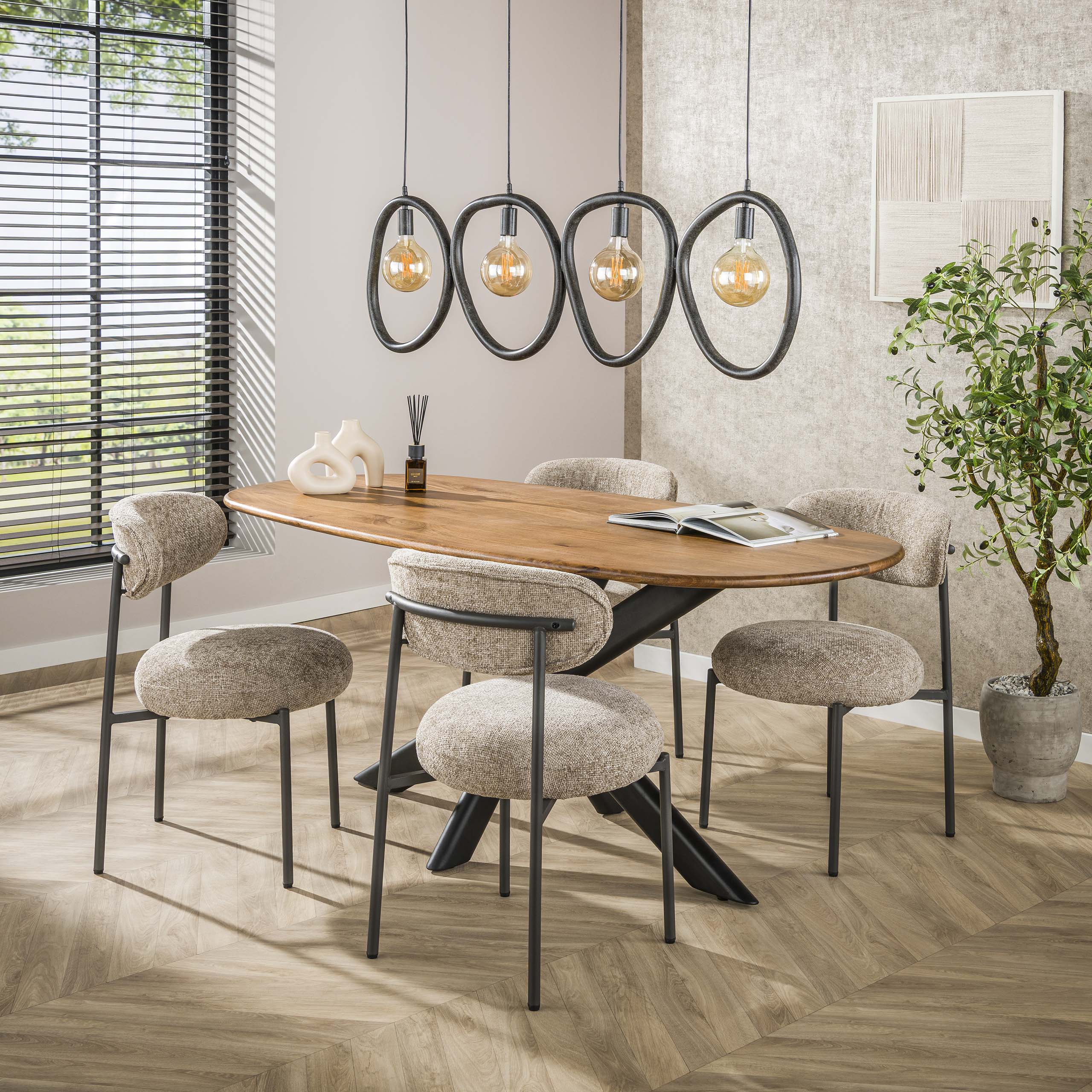 Tavolo da pranzo ovale Cliff 180 cm - Sabbia mango massello