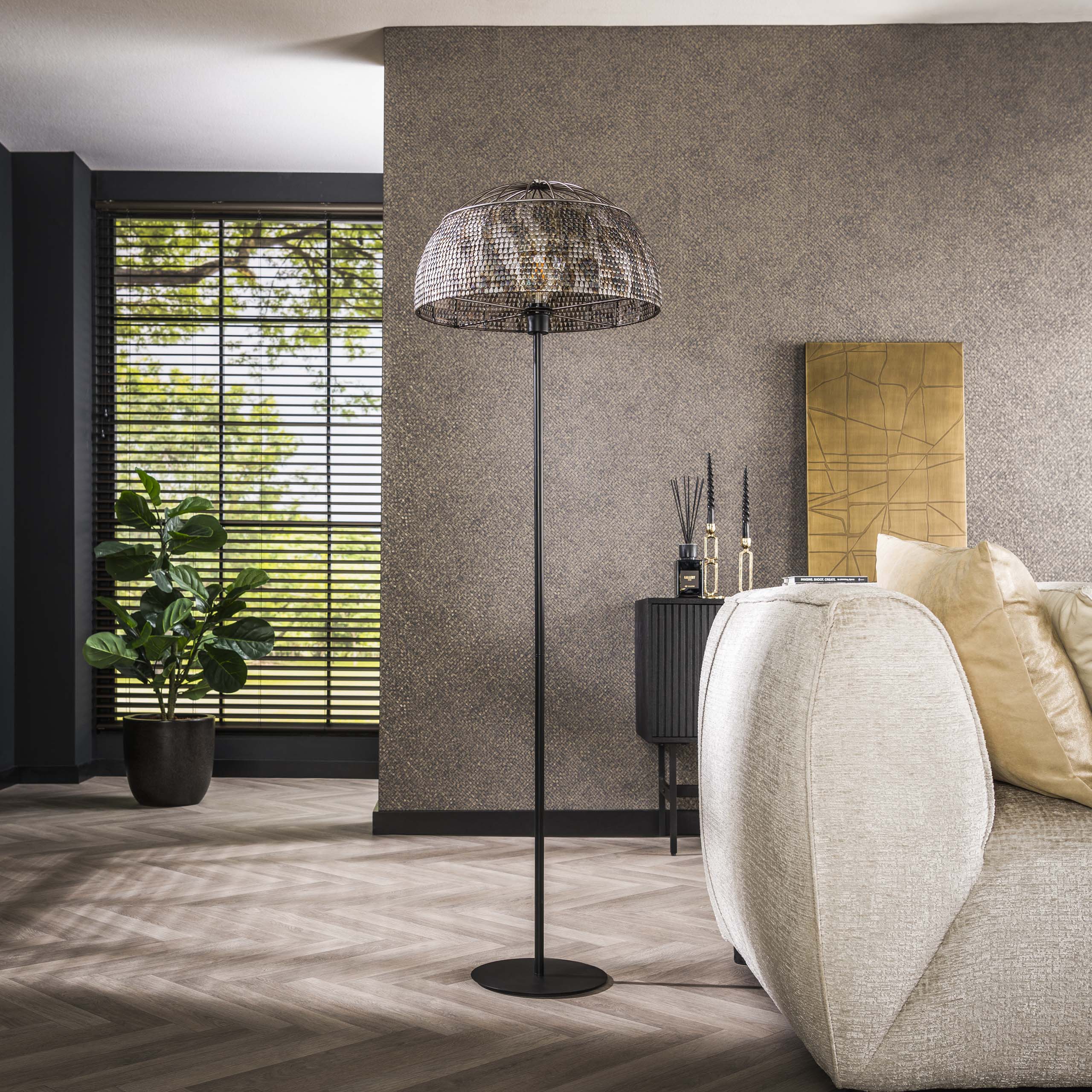 Lampada da terra Ø50 armatura aperta / Marrone nero