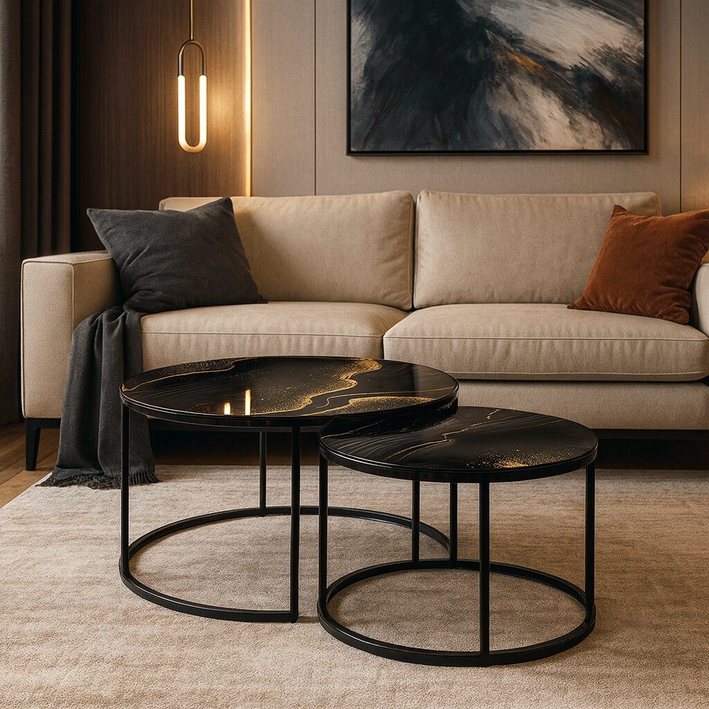 Coffee table Black - Black & Gold Stone
