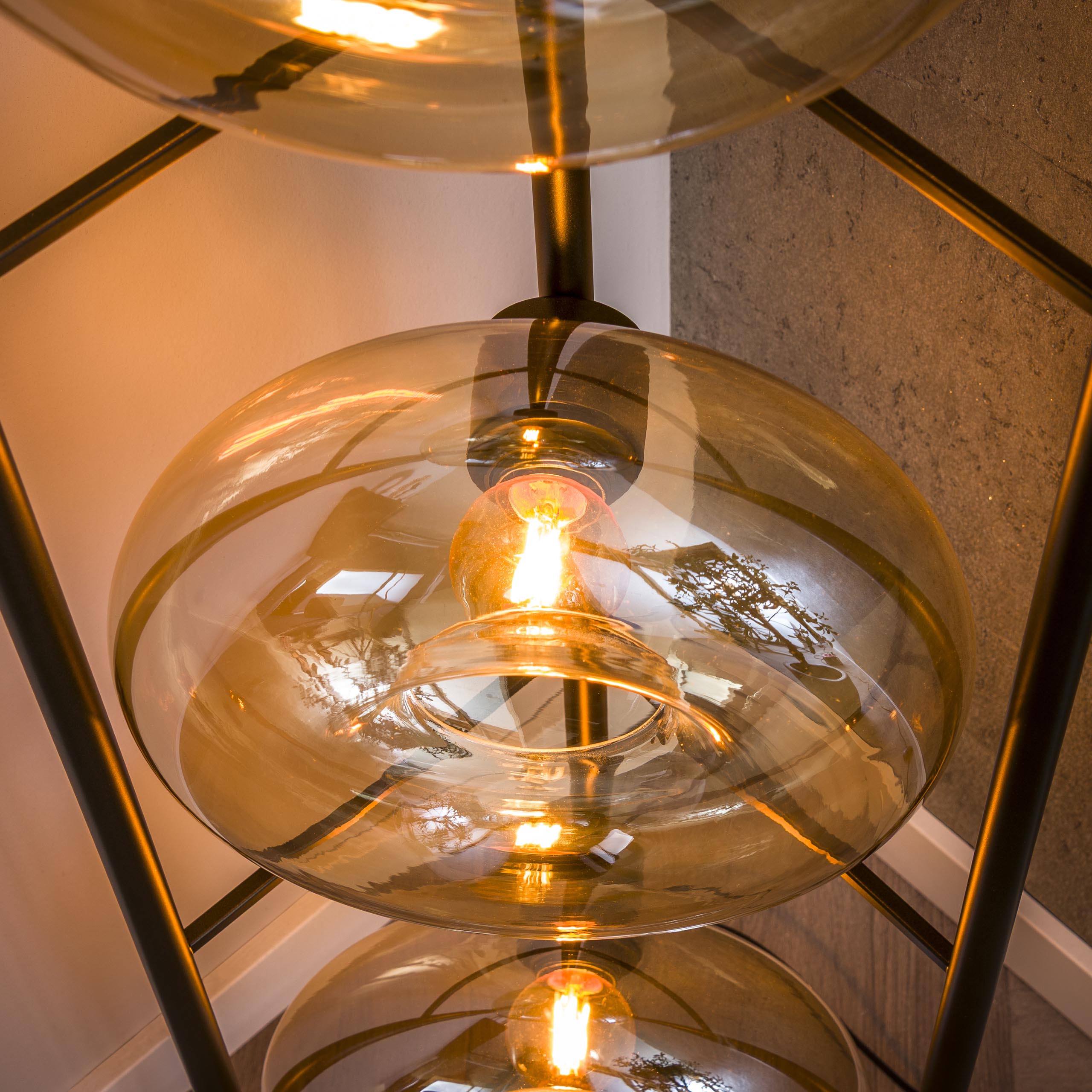 Floor lamp Soll 4-light Amber glass