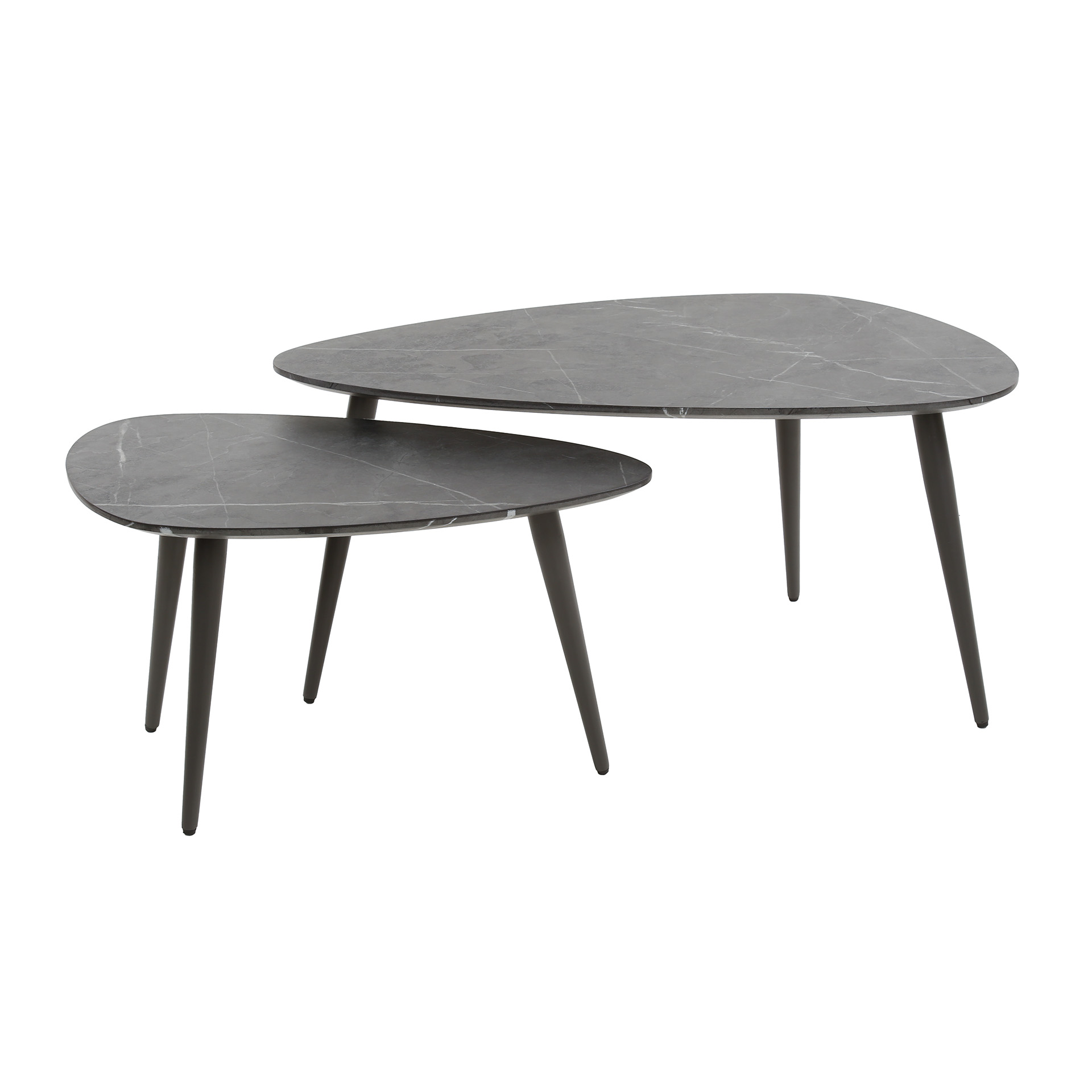 Coffee table set/2 pear shaped organic / 3D black brown