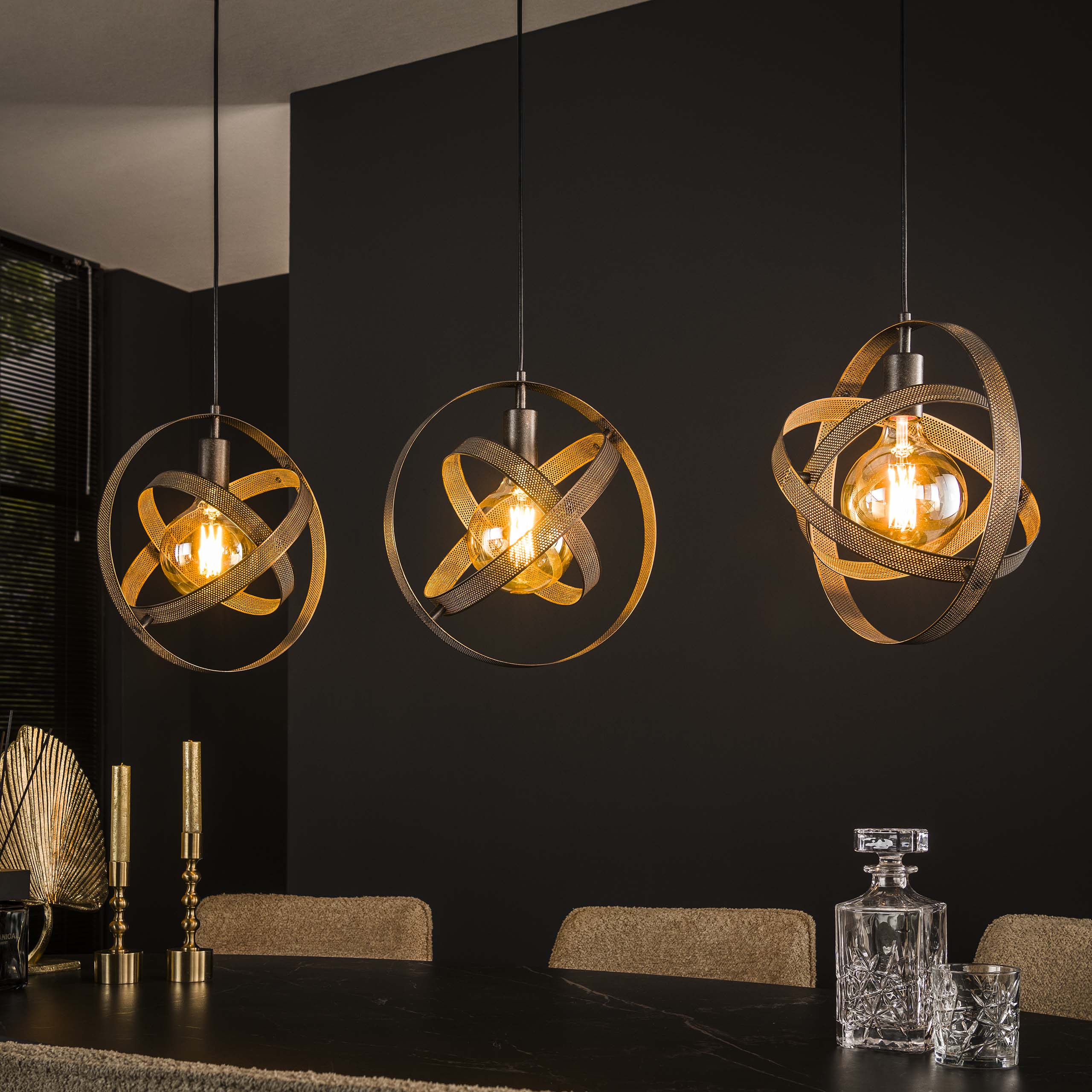 Hanging lamp 3L cosmos mesh / Artic black