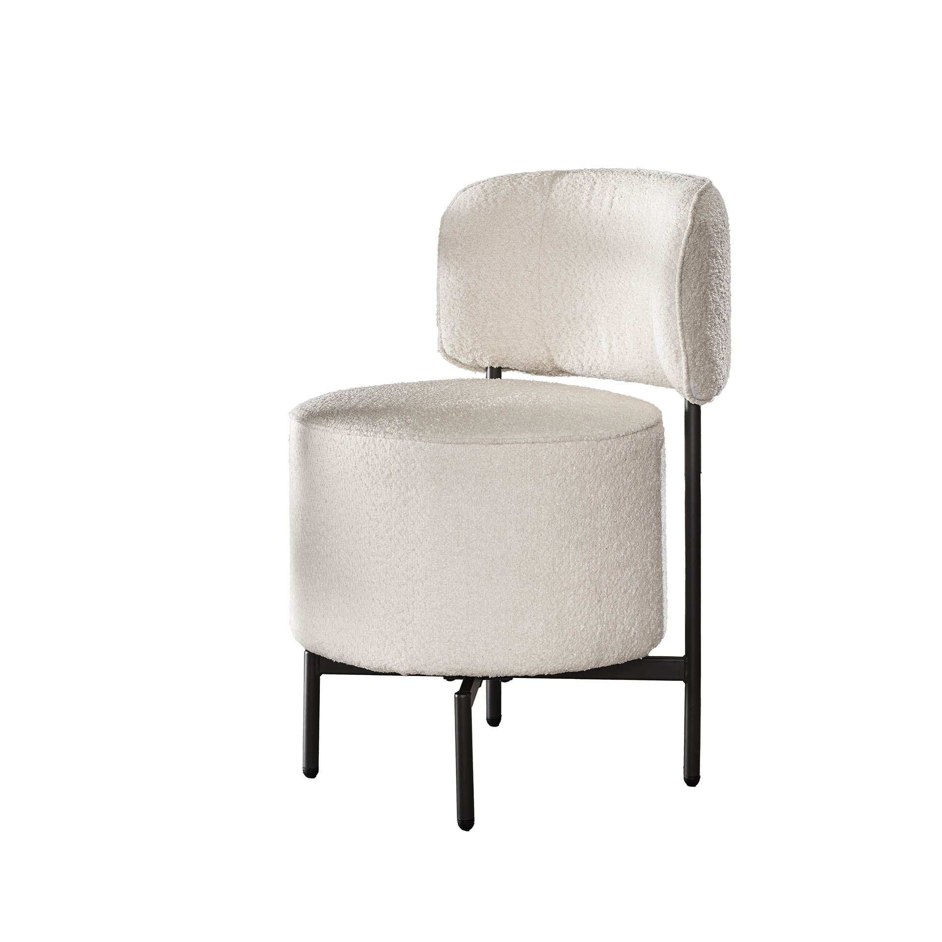 Sedia da cocktail bouclè girevole. VPE2 / Bouclè bianco