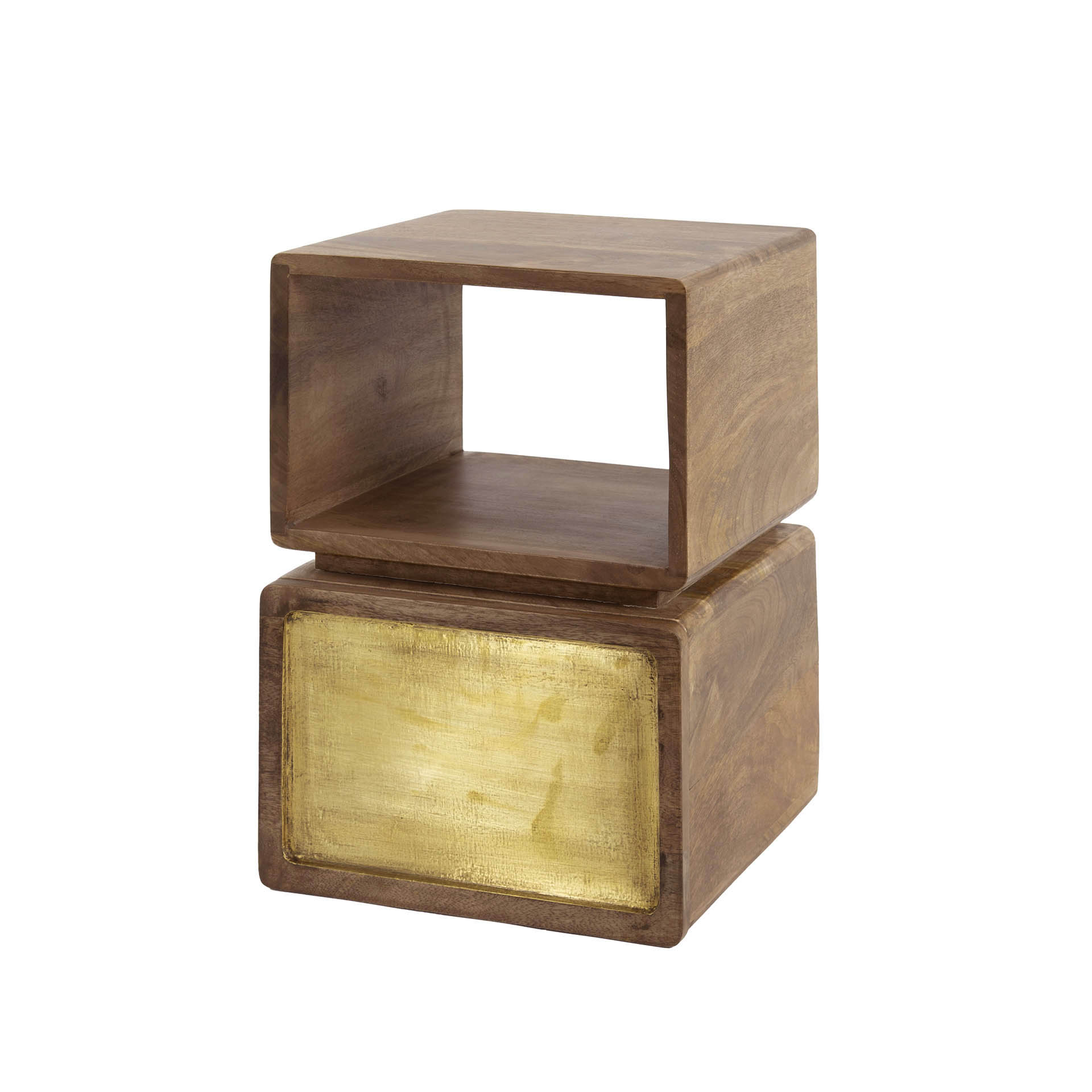 Bedside table Brass XS floating - 1 drawer - Solid mango sand