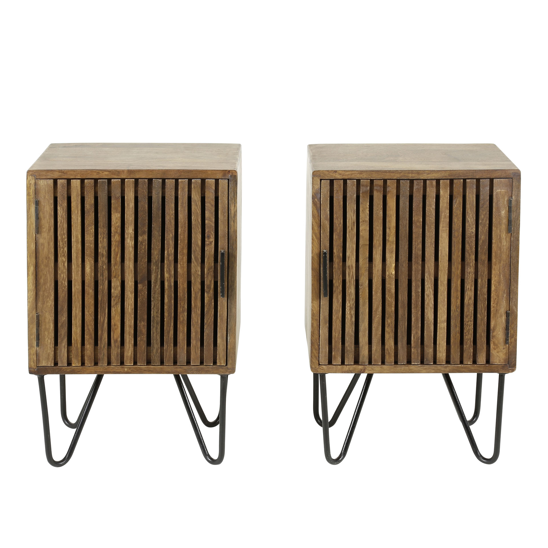Bedside table Tweak 1 door - set of 2 - Solid mango sand