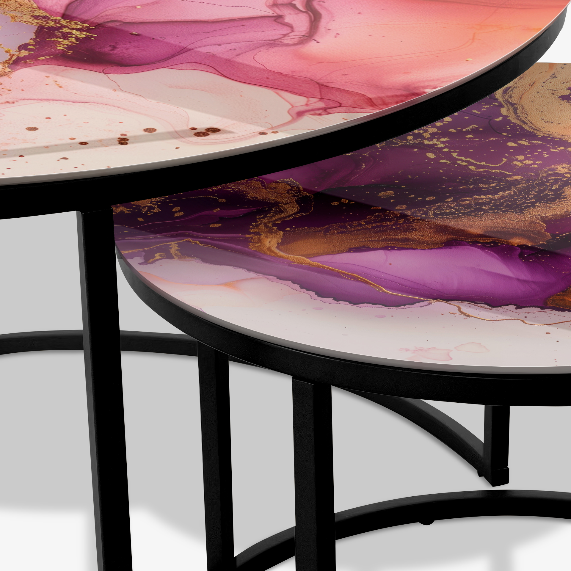 Coffee table Black - Purple Marble