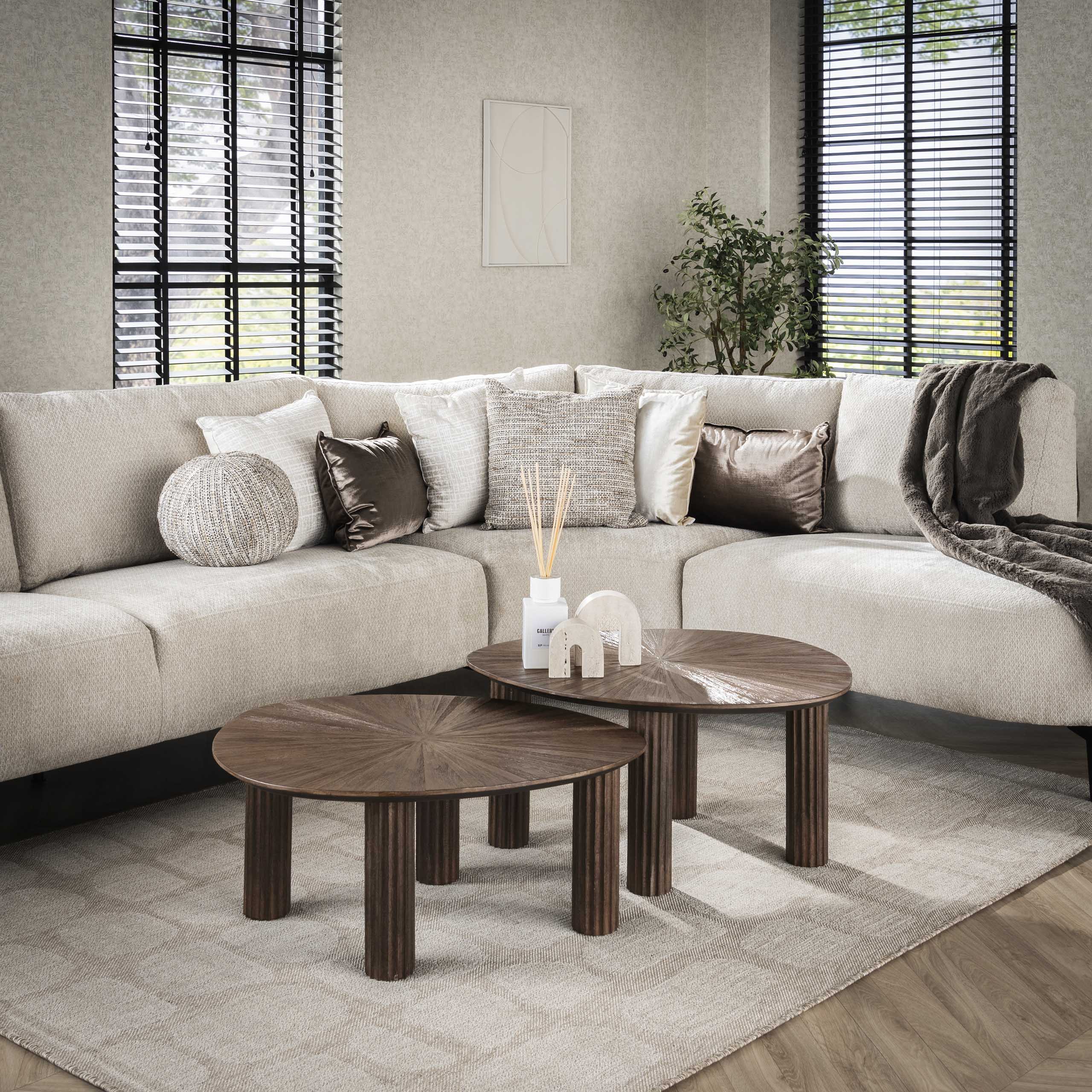 Set di 2 tavolini triangolari Maya - Teak espresso