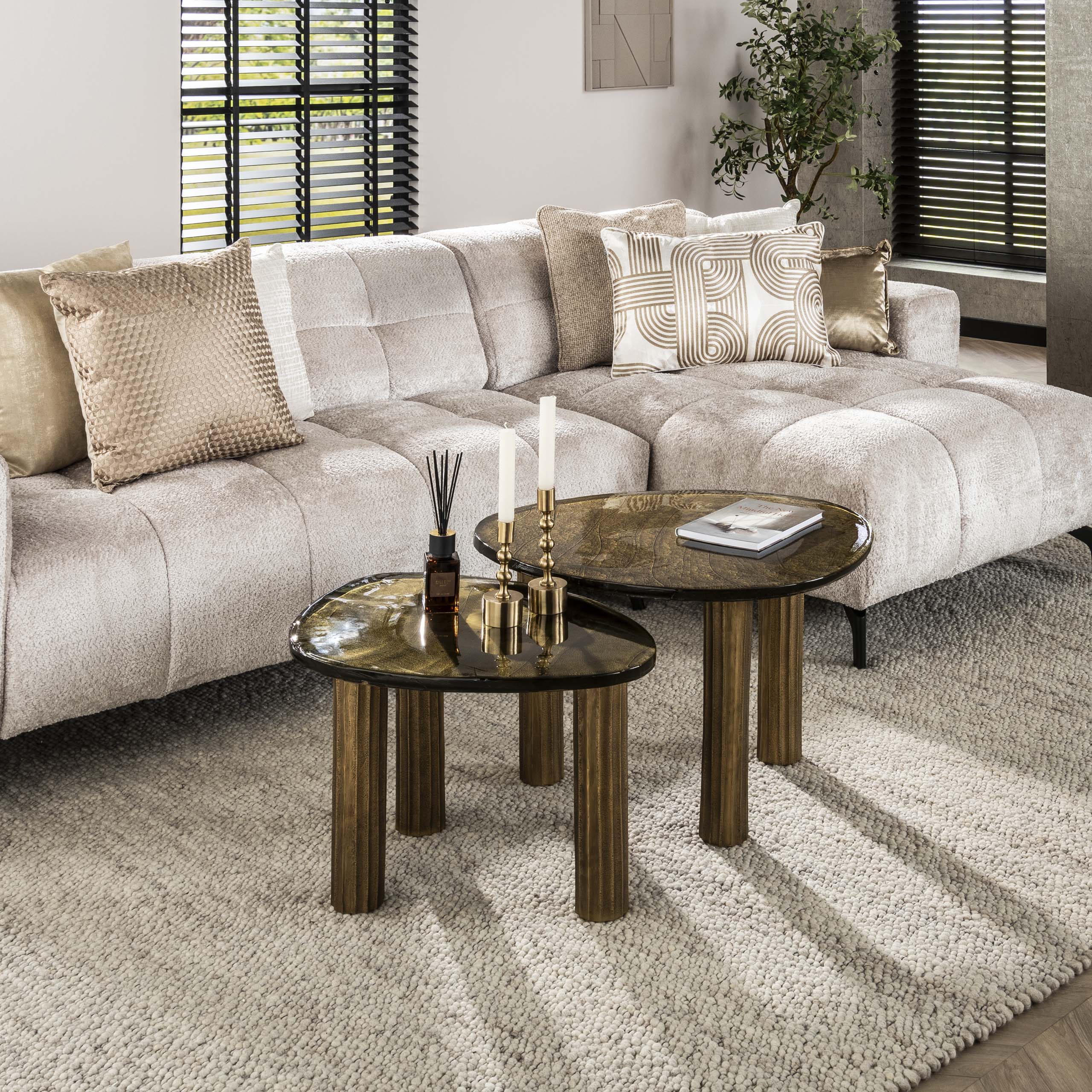 Coffee table Eclipse L - Antique gold