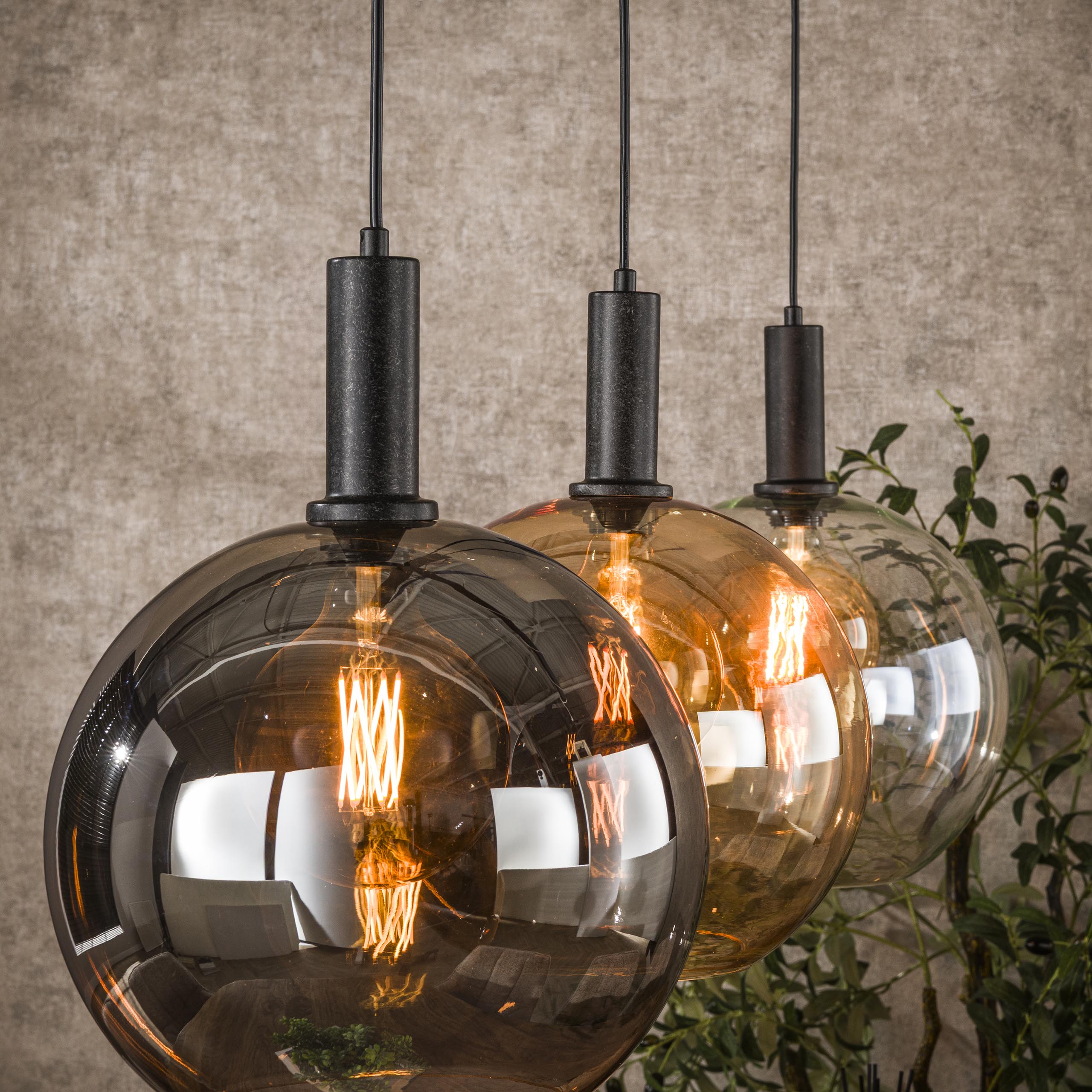 Hanging lamp Sfera Tricolore 3-light - Artic black