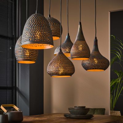 Hanging lamp 4+3 punch mix / Black brown