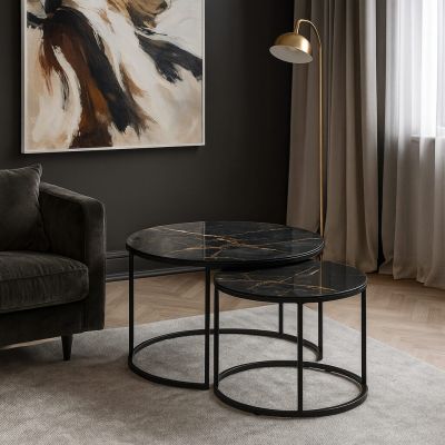 Coffee table Black - Black & Gold Marble