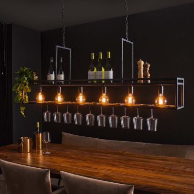 Lampada a sospensione 6L decorata / Carbone
