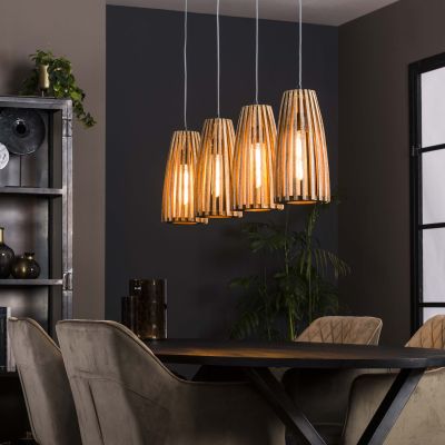 Lampada a sospensione lancio 4L / Mango massiccio naturale