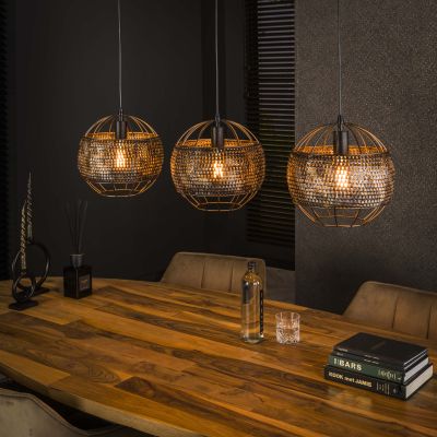 Hanging lamp 3L Ø30 armor open / Black brown