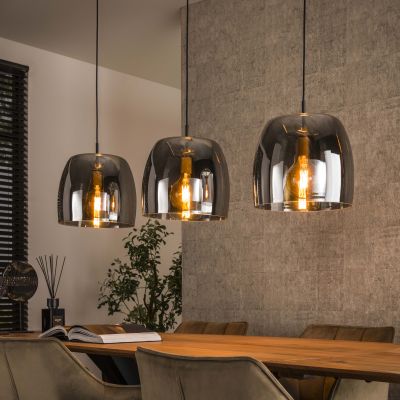 Lampada a sospensione Vetro drift 3L / Vetro grigio fumo