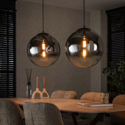 Lampada a sospensione 2L con paralume a bolle XL / Nero artico