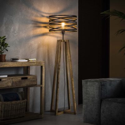 Lampada da terra twist struttura a croce in legno / Grigio ardesia