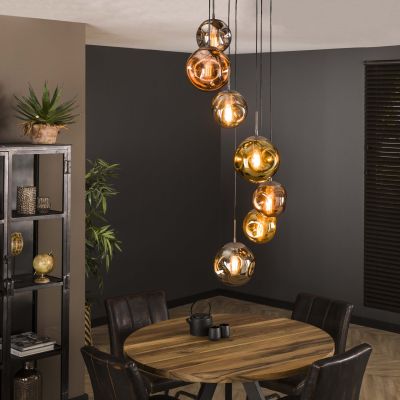 Hanging lamp 7L stepped stellar / Old silver