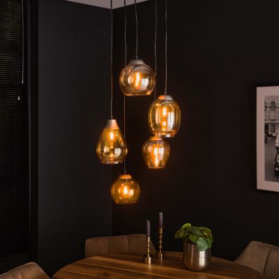 Lampada a sospensione mix a gradini 5L / Vetro color ambra