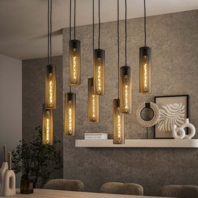 Lampada a sospensione maglia 5+4 tubi / Artic nero