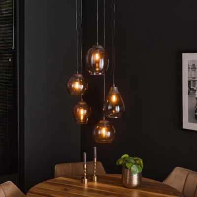 Hanging lamp 5L stepped mix / Chromed glass