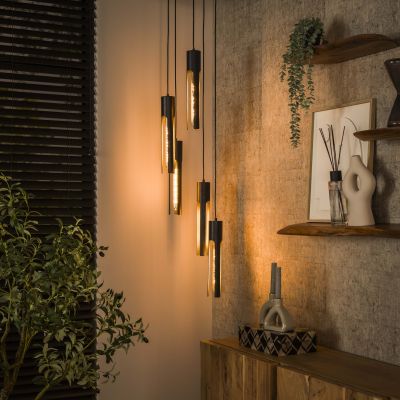 Lampada a sospensione tubo a gradini 5L / nero artico