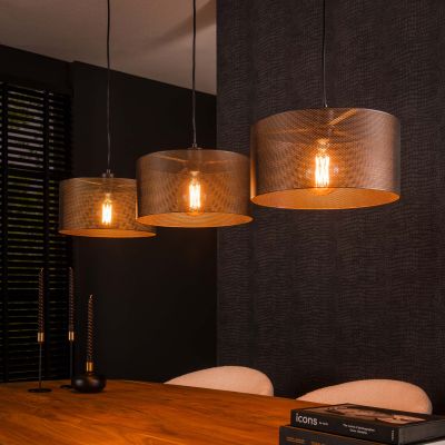 Hanging lamp 3L mesh round / Artic black