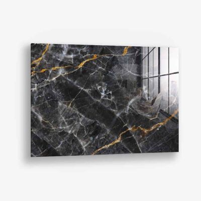 Black,  White & Gold Stone – Vetro